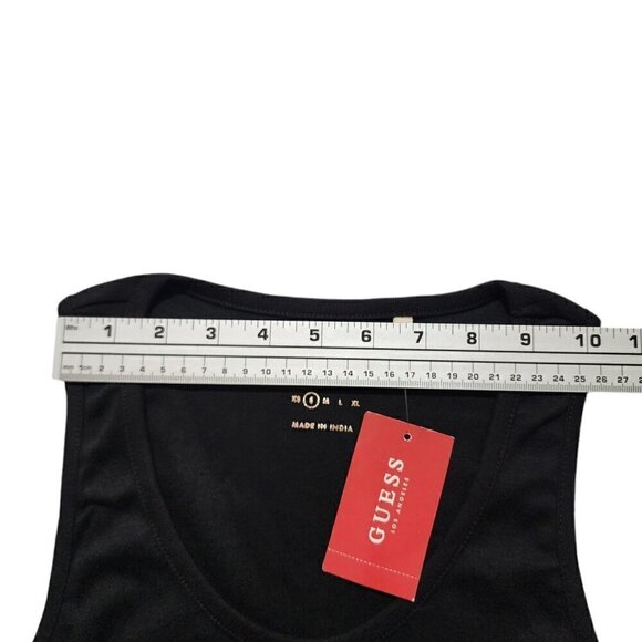 Guess Womens Tank Top Gold Triangle Logo Black Size S - Picture 3 of 9